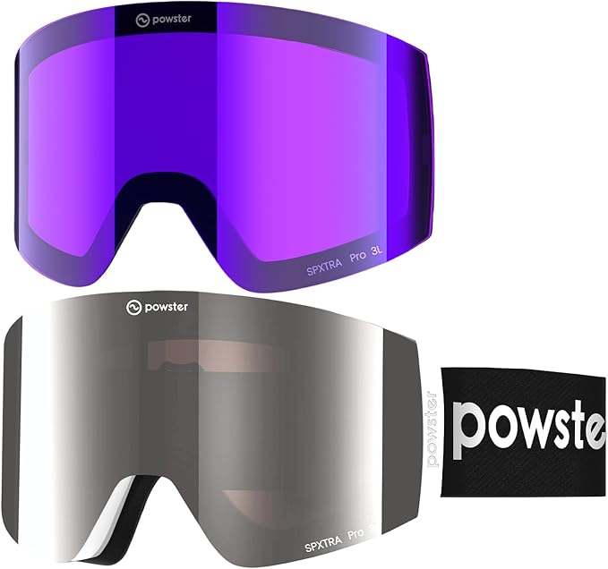 Ski Goggles Snow OTG Snowboard Goggles Magnetic Interchangeable Lens Frameless UV Protection Anti-fog mobile Skating