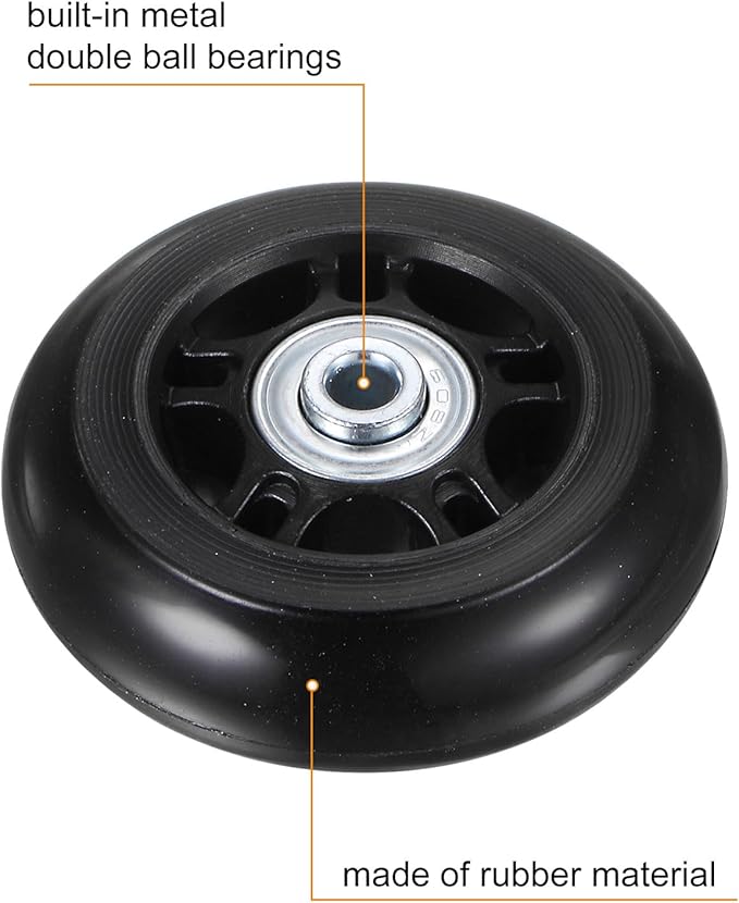 uxcell Replacement Luggage Wheels 70x24mm Suitcase Wheel Repair Kits Include 2 PU Bearing Wheels & Washers, Wrenches & Axle Screw for Trolley Bag, Inline Skate and Caster Board