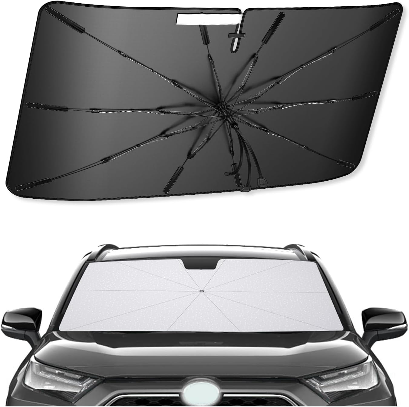SXCY for 2019-2023 2024 2025 Toyota RAV4 Windshield Umbrella Sunshade [Easier Foldable] for 2024 2025 Toyota RAV4 Accessories 2024 2025 RAV4 Sunshade Umbrella 2025 RAV4 Windshield Umbrella Sun Shade