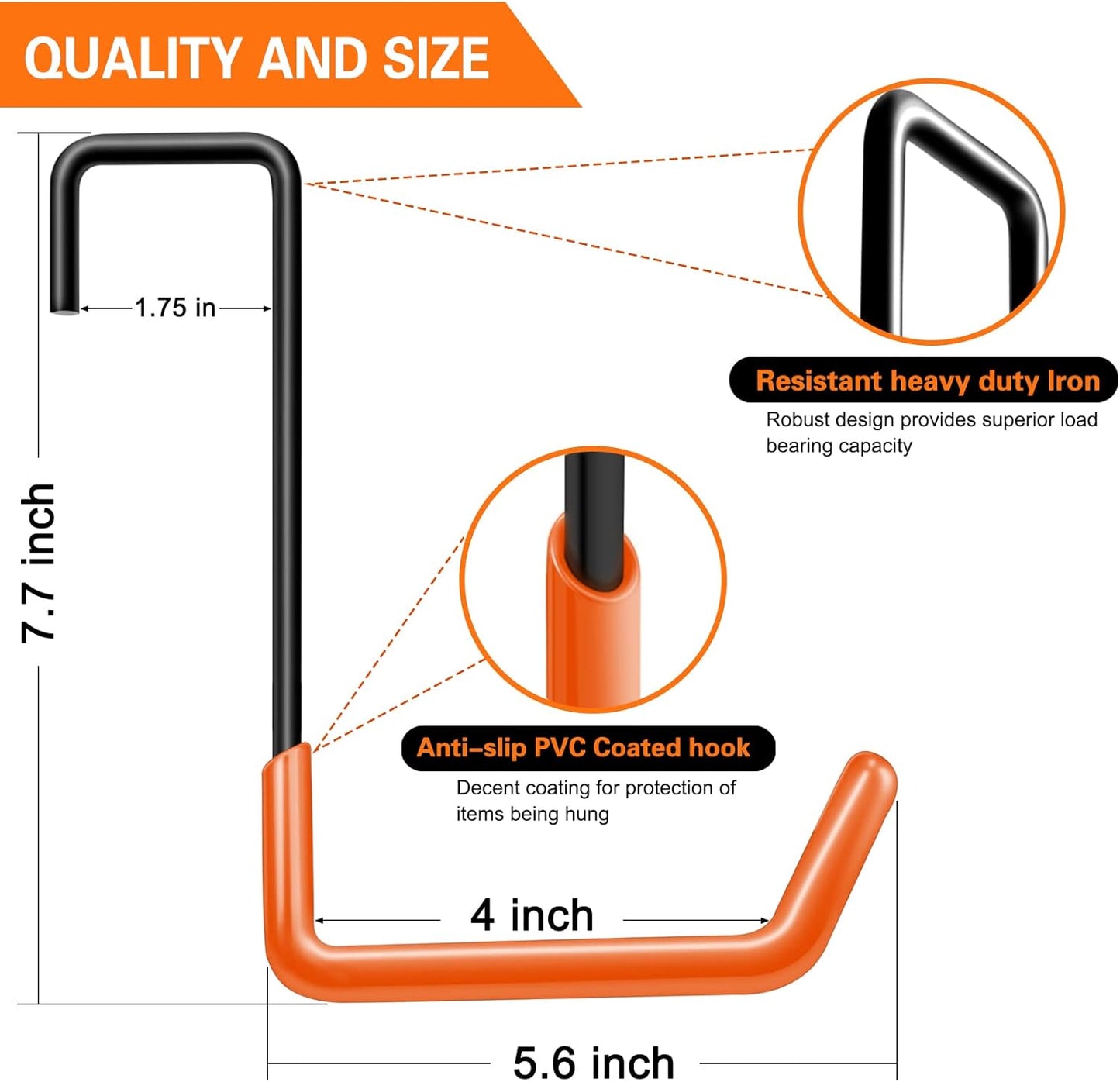 Rafter Hanger Large S Garage Hooks Bike Storage System Holder Organizer, with Non Slip Coating, for Organizing Hanging Basket, Ladders,Bicycle Wheel,Ropes and Bulk Items (12Pack, Orange)