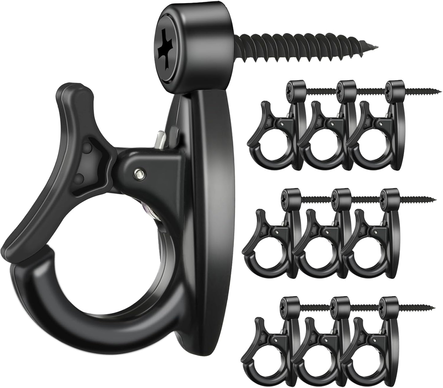 48 Pcs String Light Hooks, Screw in Hooks for Hanging String Lamp, Wire, Plants Pot, Wind Chimes, Patio Fairy Light Cord Holder with Buckle, Outdoor Wall Halloween Xmas Decor Q Hanger