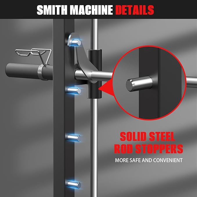 Smith Machine, Power Rack with LAT Pulldown System, Power Cage with Cable System, Squat Rack for Home Gym with Chest Press Machine, Spotter Arms, Leg Curl Attachment and More
