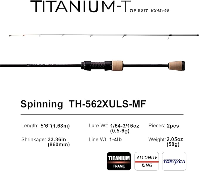 PURELURE Titanium-T Ultralight Fishing Rod Spinning & Casting for Trout Panfish, Carbon Fiber BFS Rod 2Pcs, Titanium Tip & Guides, Cork Handle, 5-6ft Stream Rod XUL Power, Fast/Moderate Fast Action