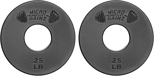 Micro Gainz Standard 1-Inch Center Hole Weight Plates, Set of 2 Black Fractional Plates Choose Set (.25LB-1.25LB), Designed for Standard 1-inch Barbells & Dumbbells, Made In USA