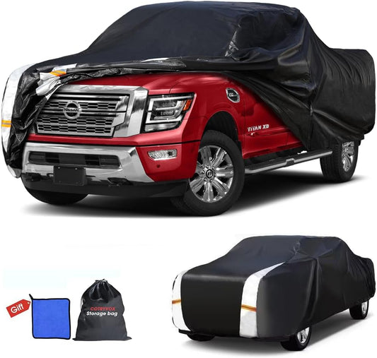 Nissan Titan XD Truck Cover Custom Fit 2016-2026 Crew Cab Short Bed(6.6') with Door Zipper, 12 Layers Outdoor Heavy Pickup Truck Cover Waterproof All Weather, Wind Dust Sun Protector.