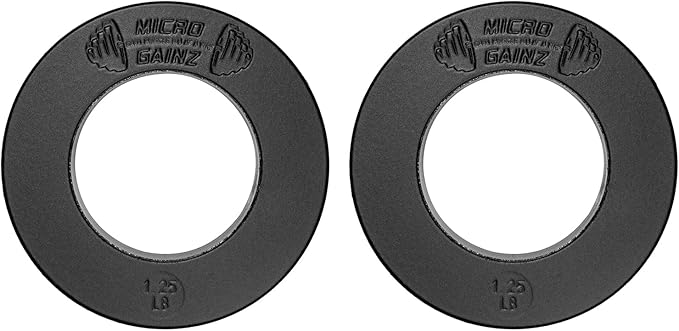 Micro Gainz Calibrated Fractional Weight Plate Set of 2 Plates, Choose Set (.25LB-1.25LB), Designed for Olympic Barbells for Strength Training & Micro Loading Bar Weights, Made in USA