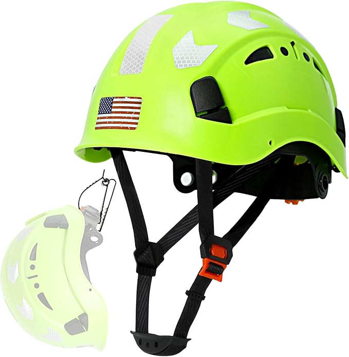 AOLAMEGS Construction Safety Hard Hat - ANSI Z89.1 Type Ι OSHA Approved Safety Helmets with Chin Straps Lightweight Reflective Vented ABS Hard Hats For Men Women Industrial Workwear 6-point Suspension