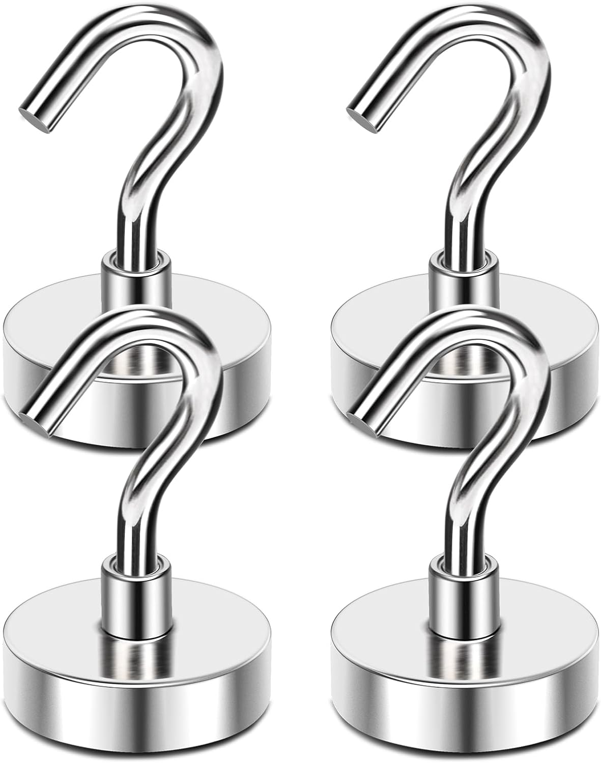 MIKEDE Magnetic Hooks, 28Lbs+ Strong Magnetic Hooks Heavy Duty for Cruise Cabins, Super Hanging Hooks Neodymium Magnets with Hook for Fridge, Grill, Toolbox, Storage, Pack of 4
