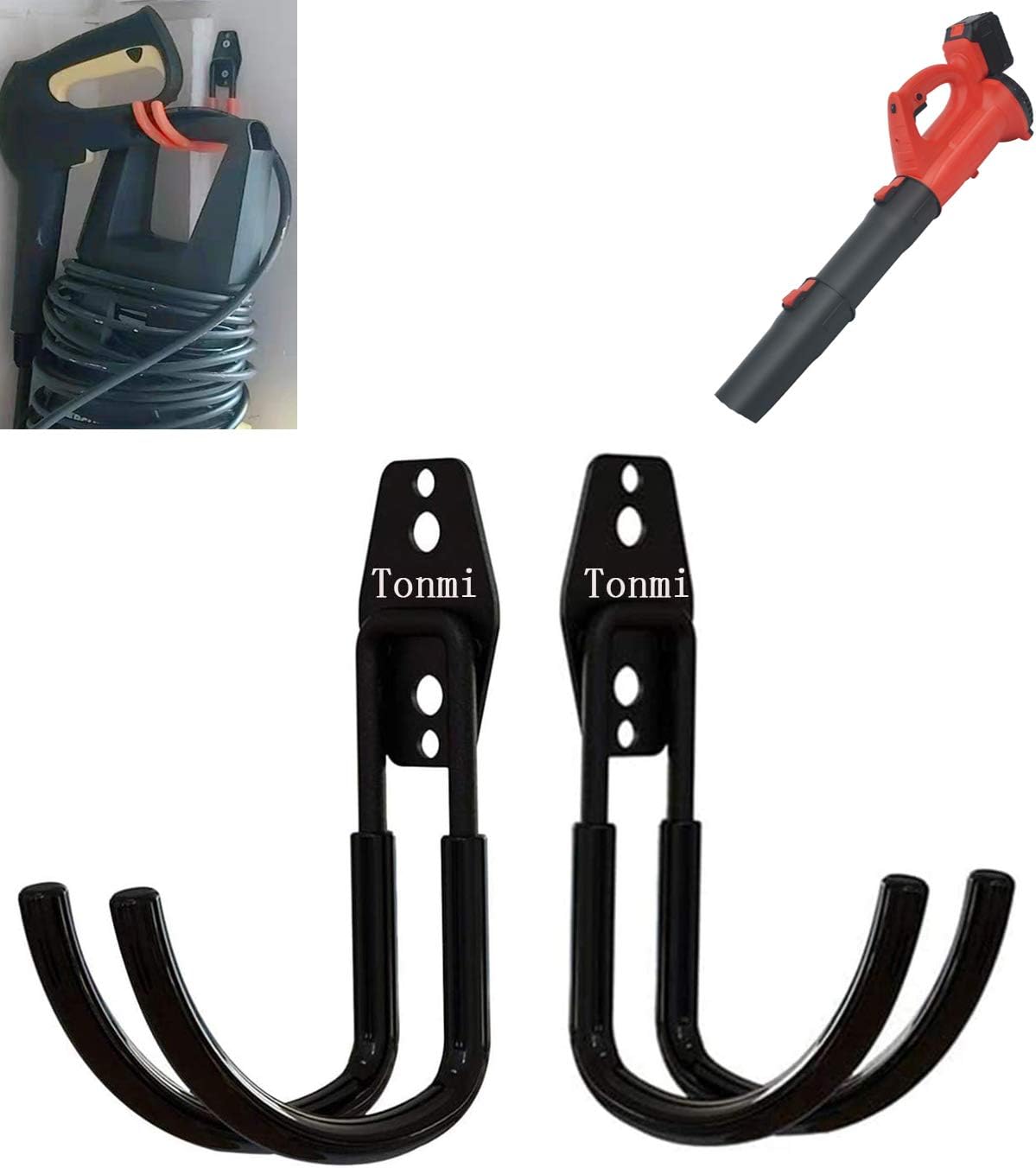 2Pcs Leaf Blower Hanger for Garage, Chainsaw Holder Wall Mount, Power Hedge Trimmers Rack, Heavy Duty Chainsaws Hooks, String Trimmer Hangers, for Home/Garden Tools Organizers and Storage (Set of 2)