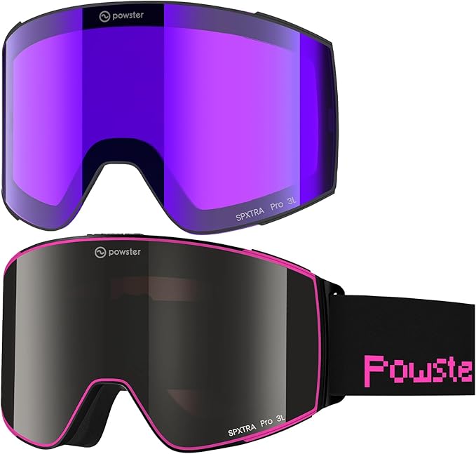 Ski Goggles Snow OTG Snowboard Goggles Magnetic Interchangeable Lens Frameless UV Protection Anti-fog mobile Skating