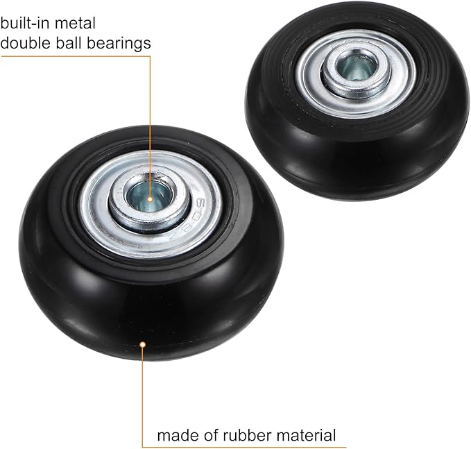 uxcell Replacement Luggage Wheels 40x18mm Suitcase Wheel Repair Kits Include 2 PU Bearing Wheels & Washers, Wrenches & Axle Screw for Trolley Bag, Inline Skate and Caster Board