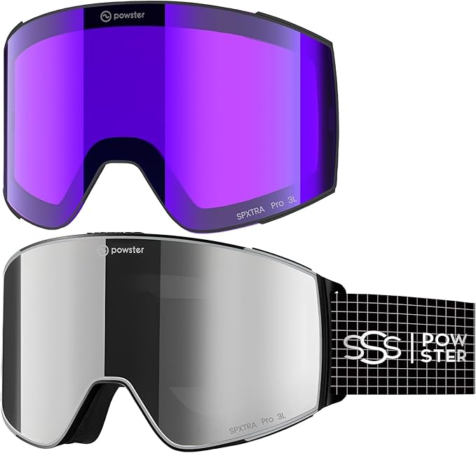 Ski Goggles Snow OTG Snowboard Goggles Magnetic Interchangeable Lens Frameless UV Protection Anti-fog mobile Skating