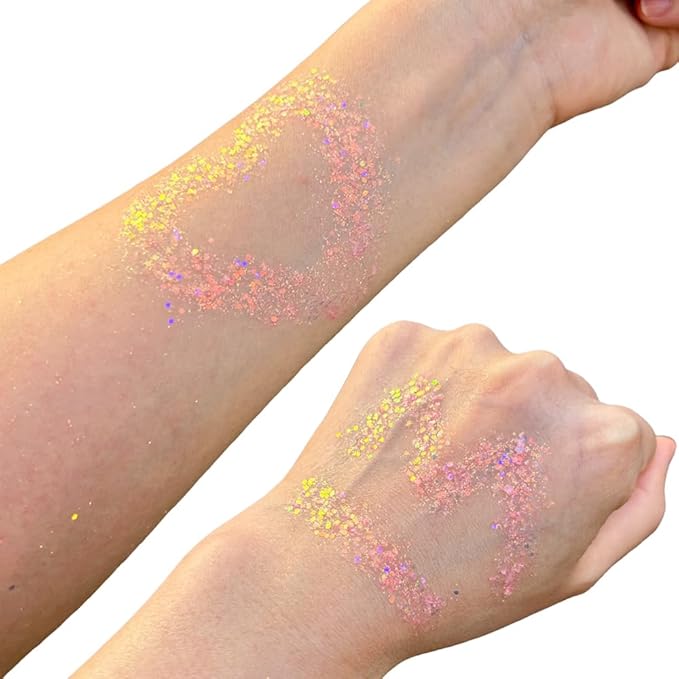 Mysense Pink Body Glitter Stick, Singer Concert Outfit Face Glitter Makeup, Festival Rave Pride Accessories, Hair Glitter Gel for Kids Women, Sparkling Mermaid Sequin Chunky Glitter Face Paint, 0.56oz