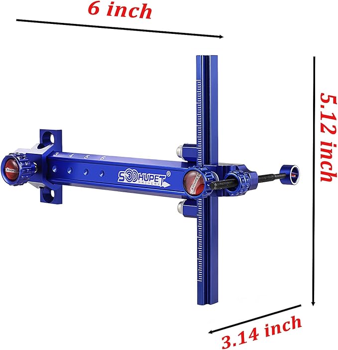 Archery Recurve Bow Sight, SOOHUPET Accessories T Shape Archery Shooting Target Sight Adjustable Bowsight with Optical Fiber Pin Sight for Target Practice