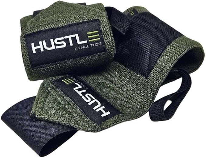 Hustle Athletics Wrist Wraps for Weightlifting – Max Wrist Support for Safe & Heavy Lifts, USPA Approved 18" & 12" Lengths, Thumb Loop Gym Straps for Powerlifting & Weight Lifting for Men and Women