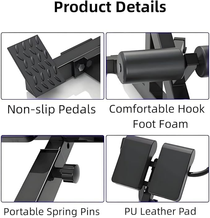 Roman Chair Hyperextension Bench - Adjustable Back Extension Machine for Home Gym, Core & Lower Back Workout, 250lbs Weight Capacity, Heavy Duty Steel Frame