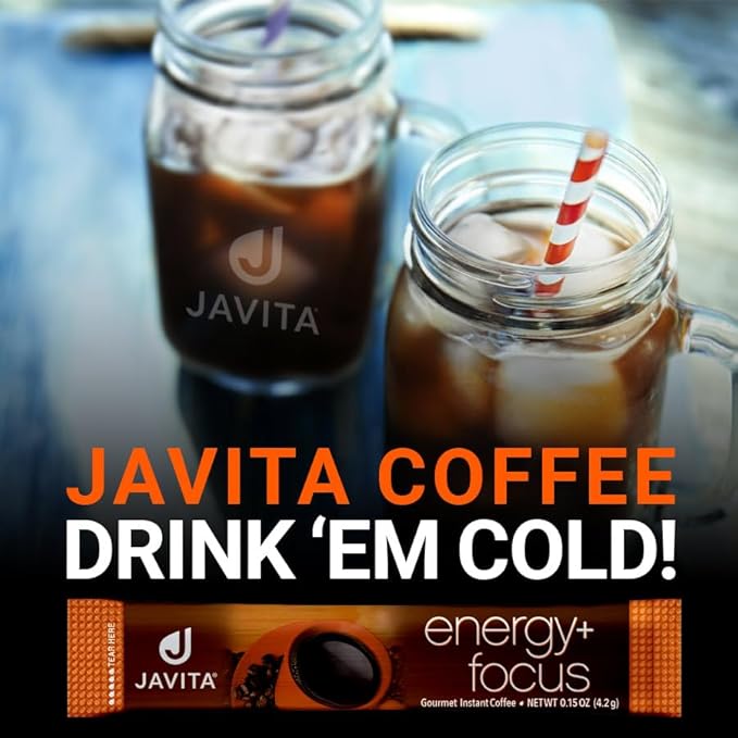 Javita Energy + Focus Instant Coffee Packets, 100% South American Arabica & Robusta Blend, plus Herbs for Clarity, Energy, & Focus, Keto, Dieters Drink, 2 box / 24 (4.2g Sticks), 48 Count