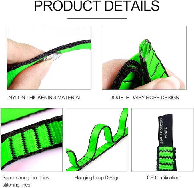 KIKIGOAL 2pcs Safety Daisy Chains Strong Climbing Strap Adjustable Nylon Strap Rope Yoga Pilates Stretching Straps