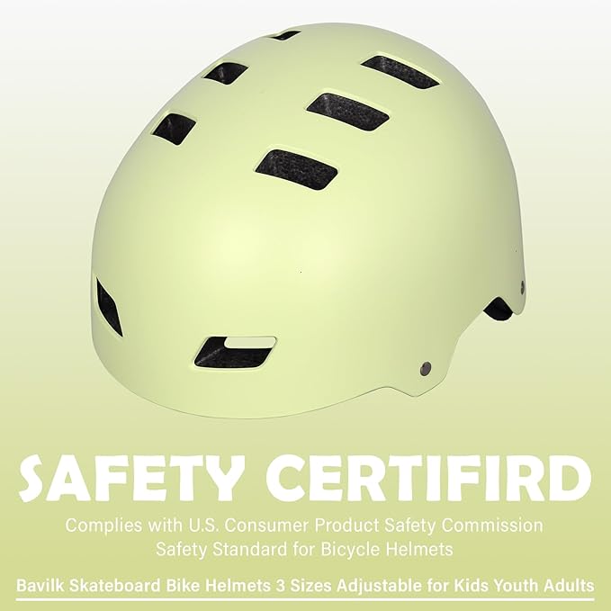Bike Helmet 3 Sizes for Teenager Kids Youth Adults,Bavilk Skateboard Helmet Adjustable Multi-Sport Bicycle Cycling Scooter Roller Skate Inline Skating Rollerblading for Girls Boys Women Men Teen