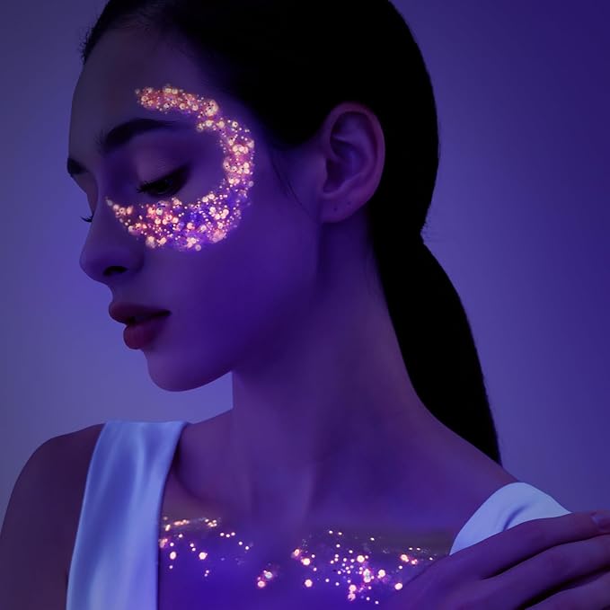 Teenitor Pink Glitter Glow in The Dark Glitter Gel, Pink Face Glitter Gel, Body Glitter Hair Glitter for UV Black Light Glow Party Raves Concerts