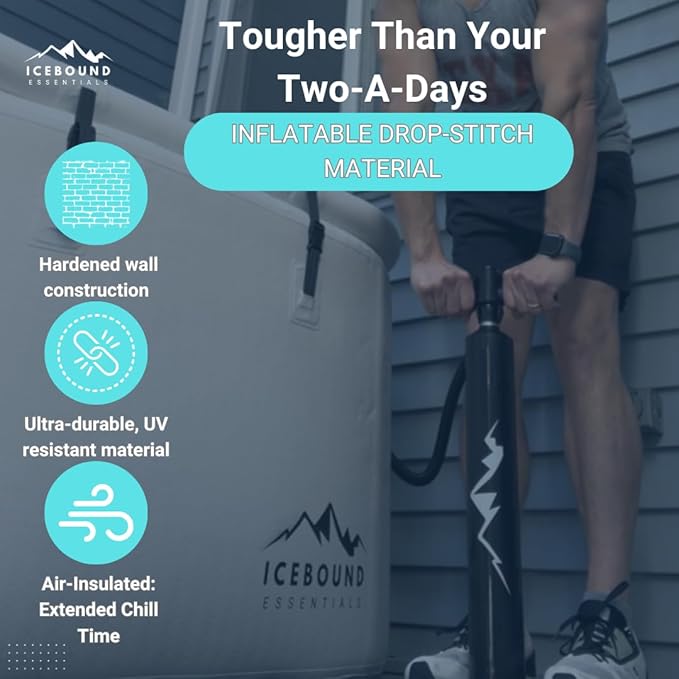 Inflatable Cold Plunge Tub - XL, Black - 150 Gallon Ice Bath - Chiller Compatible – Inflatable