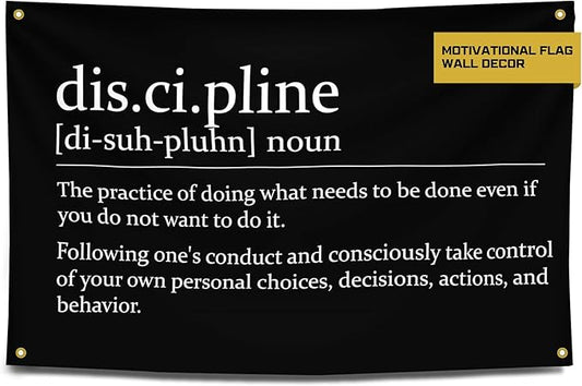 Gold Trident Discipline Motivational Gym Banner - Inspire Your Workout with this Banner - Perfect Fitness Wall Decor for Gym, Dorm - Stay Motivated with Cool Motivation Art - 3x5 Feet