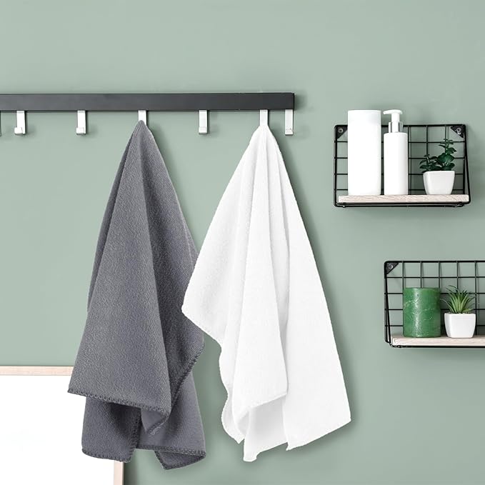 JML Microfiber Towels, Bath Towel Set (6 Pack, 27" x 55") - Extra Large, Soft, Absorbent, Fast Drying Bathroom Towel for Shower, Swimming, Fitness, Sport, Yoga, Peach/Grey/Blue