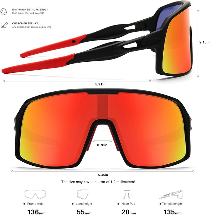 Polarized Sports Sunglasses for Men and Women Cycling Glasses UV Protection Goggles for Mountain Bike Running Fishing