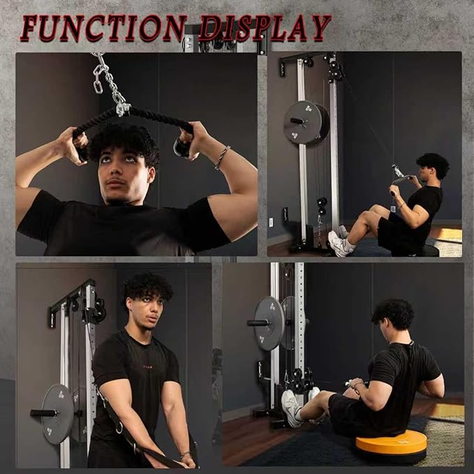 Fitness Wall Mount Cable Crossover Machine – Multi-Functional Dual Pulley System, Home Gym Equipment with Commercial-Grade Steel Frame and 400 lb Load Capacity for Home Gym.
