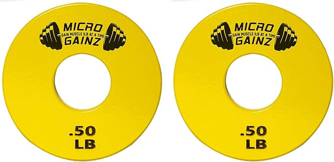 Micro Gainz Standard 1-Inch Center Hole Fractional 2 Pcs Color Weight Plates, Choose (.25LB-1LB) Designed for Standard 1-Inch Dumbbell & Barbell for Strength Training, Made in USA