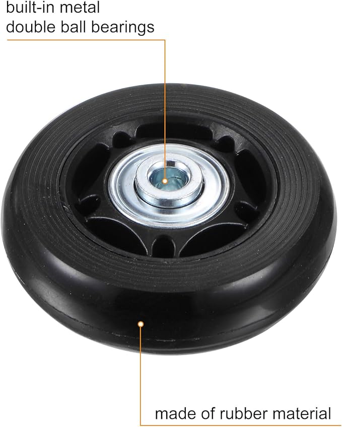 uxcell Replacement Luggage Wheels 60x18mm Suitcase Wheel Repair Kits Include 2 PU Bearing Wheels & Washers, Wrenches & Axle Screw for Trolley Bag, Inline Skate and Caster Board