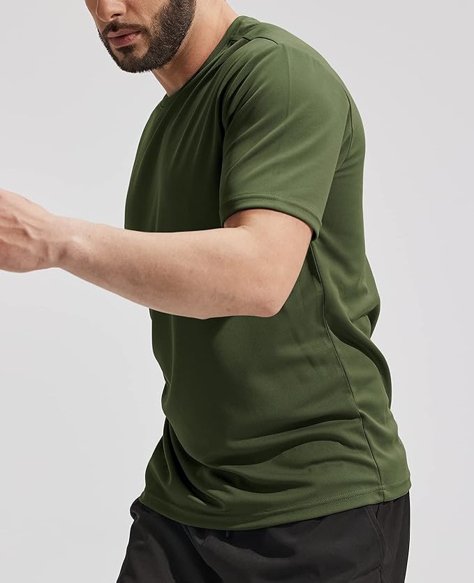 MIER Men's Quick Dry Workout Shirts Moisture Wicking Running Athletic Performance T-Shirts Recycled Polyester Top Tee