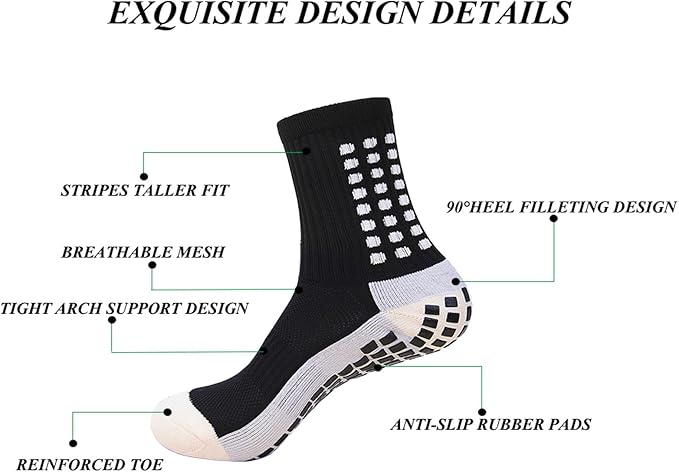 Men's Soccer Non Skid Ball Socks Anti Slip Grip Non Slip Socks, Shin Guard Sleeves, With Or Without Guard Straps for Football