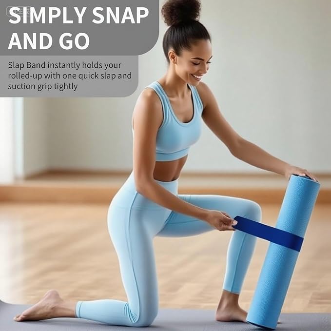 25" Yoga Mat Strap | Slap Band Holder for Carrying and Storage Mats | Rolled Scrunchie Yoga Essential Accessory