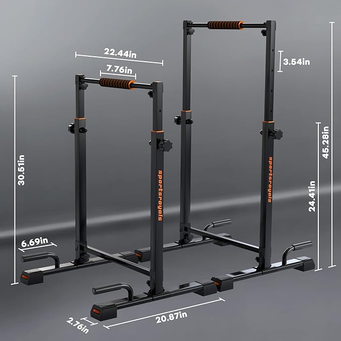Sportsroyals Adjustable Dip Bar Station, Heavy Duty Parallette & Parallel Bars, 400LBS Stable Dip Stands for Home Gym, Calisthenics & Upper Body Workout Equipment