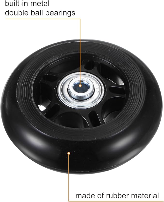 uxcell Replacement Luggage Wheels 75x24mm Suitcase Wheel Repair Kits Include 2 PU Bearing Wheels & Washers, Wrenches & Axle Screw for Trolley Bag, Inline Skate and Caster Board