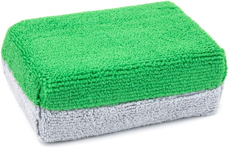 Autofiber Thick [Saver Applicator Terry] Ceramic Coating Applicator Sponge | 12 Pack | with Plastic Barrier to Reduce Product Waste. (Green/Gray)