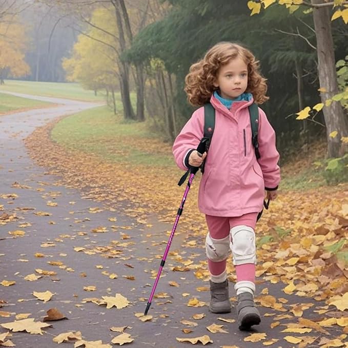 Hiking Trekking Poles, 2 Pack Anti Shock, Adjustable, Collapsible Hiking Poles for Trekking or Walking, Lightweight Aluminum Sticks for Children