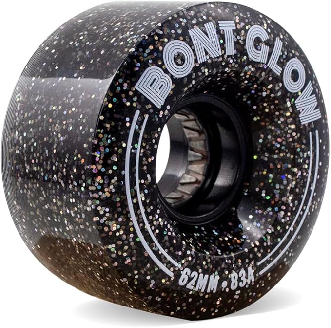 Bont Skates - Glow Light Up LED Quad Roller Skate Wheels - Recreational Street Outdoor Skating - 62x35mm 83A - Set of 4 Wheels (Obsidian Black)