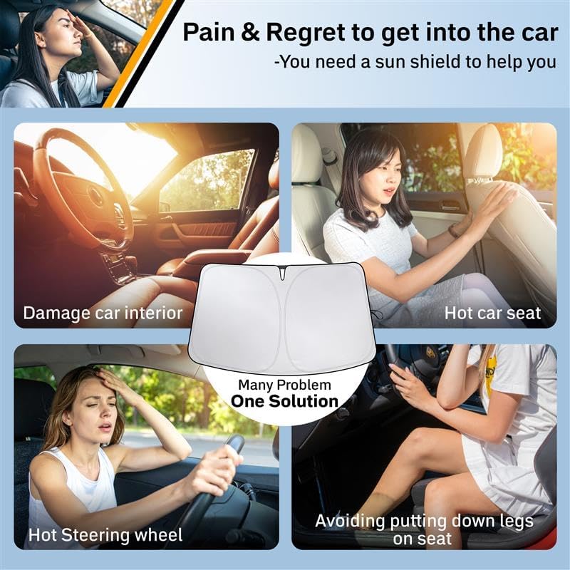 Toyota Sienna EcoNour Car Windshield Sunshade 2021-2025 - 240T Polyester Material Cars Sun Visor Reflector Blocks UV Rays - Foldable Sunshade Interior Protection Accessories