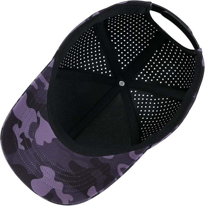 VOBOOM Men Quick Dry Baseball Cap Laser Cut Mesh Ball Curved Brim Snapback Hat