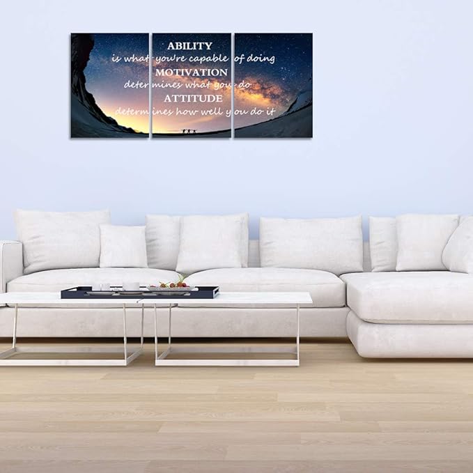 3 Panels Successful Inspirational Posters Quotes Wall Art Ability Modern Motivational Painting Picture Prints on Canvas Artwork Motto for Office Bedroom Decor Living Room Home Decor (16”Hx36”W)