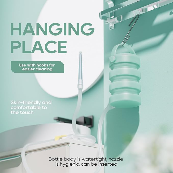 Silicone Collapsible Enema Bucket Kit, 1.2 Quart Enema Buckt, 5.3ft Enama Hose, 5 Enima Tips, Coffee enemas for Colon Cleanse Men and Women