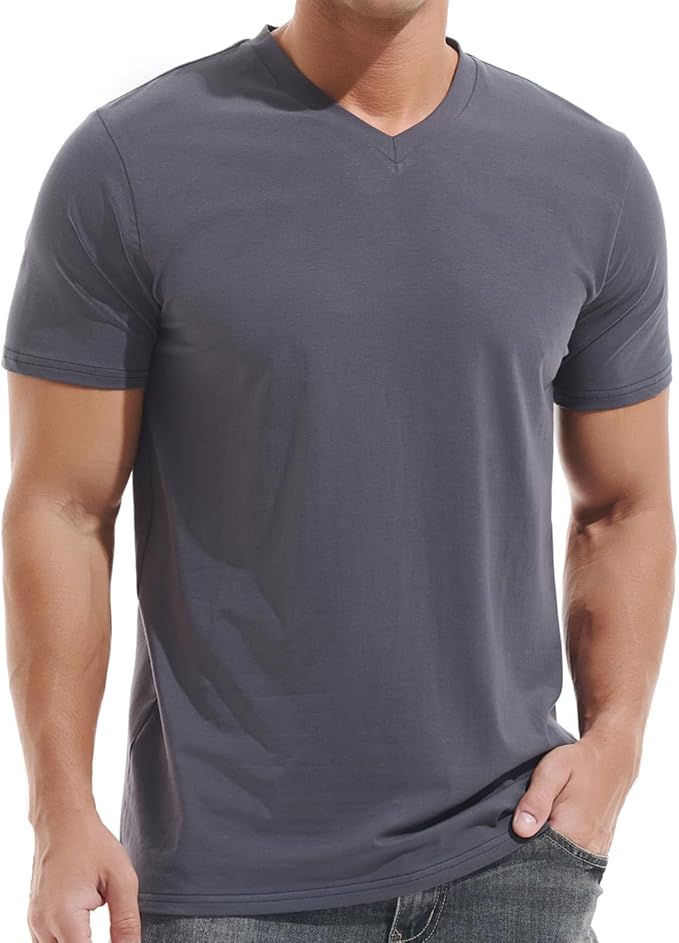VEIISAR Premium V Neck T Shirts for Men - Modern Fitted Tees Vneck Undershirts