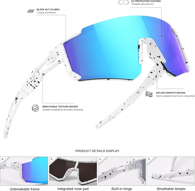 Youth Baseball Sunglasses Kids Sports Sunglasses for Boys Girls Softball Cycling Glasses UV400 Protection