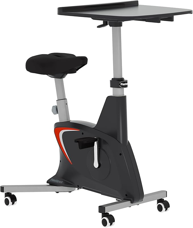 FLEXISPOT Exercise Bike with 2D Desktop, Space Saving Under Desk Bike with Removable Desk, Stationary Bikes Indoor Bikes with 300LBS Heavy Duty 8-Level Resistance Flywheel Optional LCD, V9PRO/V9MAX