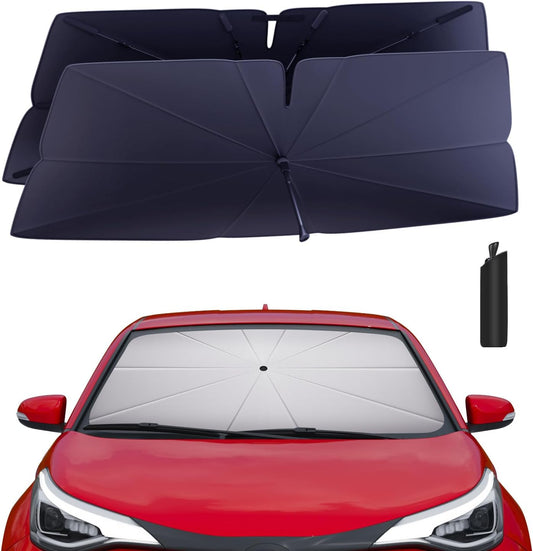 Windshield Sun Shade Umbrella for 2018-2023 Toyota CHR Accessories: Custom Fit 240T Silver, Double Thickened, Foldable Sunshade Window Sun Visor, Ultimate 99% UV Blocking for XLE, Limited, Nightshade