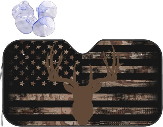 American Flag Camouflage Car Windshield Sunshade Front Window Sun Visor Protector Foldable Shield Cover for Truck SUV
