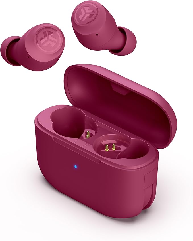 JLab Go Air Pop+ True Wireless Bluetooth Earbuds in Dark Pink Plus Cloud Foam Mnemonic Earbud Tips