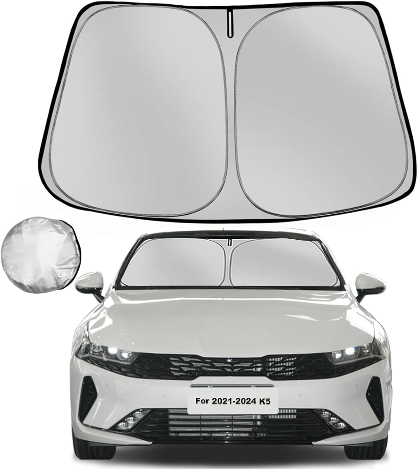 Windshield Sun Shade for 2021-2025 KIA K5 Foldable Sun Sunshade for Car Front Window Blocks UV Rays and Heat Automotive Interior Protector Custom Fit Accessories